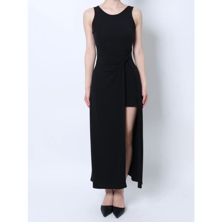 ブラックピースナウ　ノースリーブストライプワンピース　レザースタッズ　サイズM ブラックピースナウ ノースリーブストライプワンピース レザー