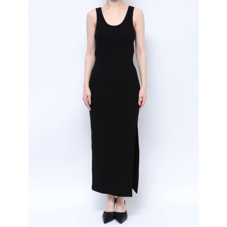 ノースリーブテレコスリットロングワンピース[品番：MKSW0057436