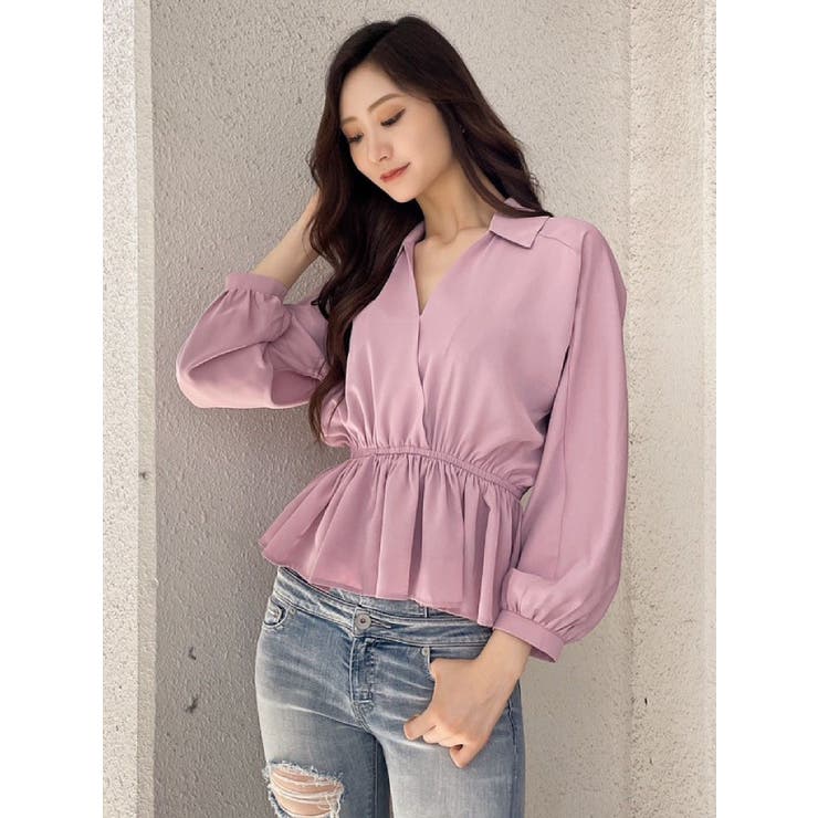 カシュクールペプラムブラウス[品番：MKSW0052787]｜GYDA