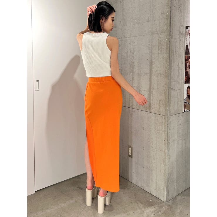 極美品✨ロンハーマン ロングスリットスカート ウエストゴム オレンジ XS 極美品✨ロンハーマン ロングスリットスカート ウエストゴム