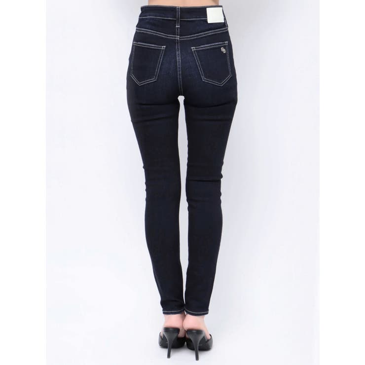 H/Wバインダーデザイン ダメージスキニーデニムパンツ[品番