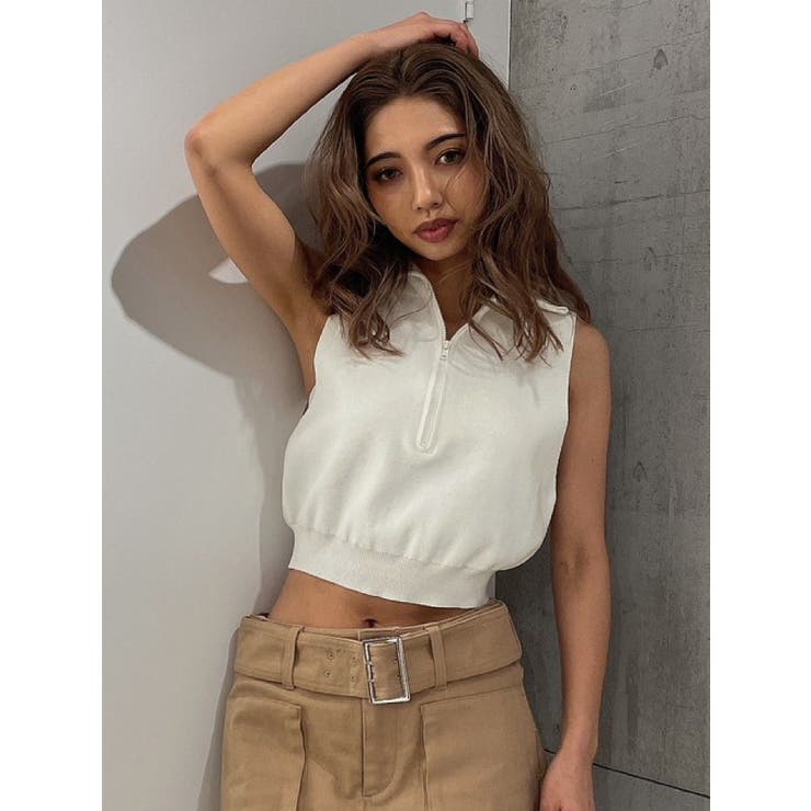 ハーフZIPノースリニットTOPS | GYDA | 詳細画像2 