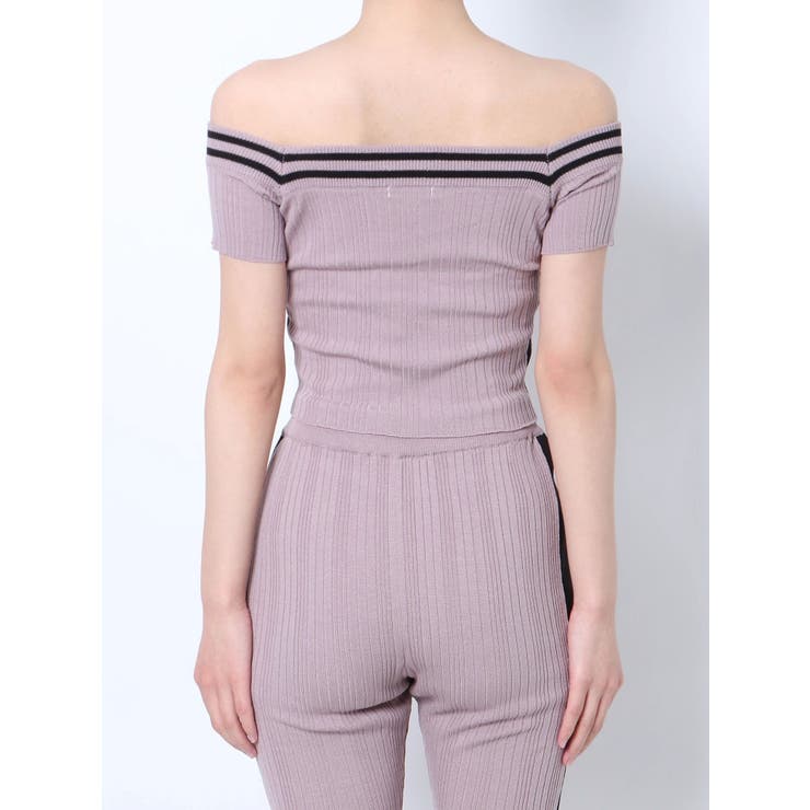 SET着用可】2WAYオフショルラインニットTOPS[品番：MKSW0051396