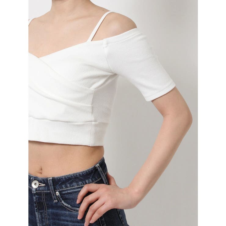 GYDA ハーフスリーブカシュクールオフショルショートトップス GYDA ハーフスリーブカシュクールオフショルショートTOPS