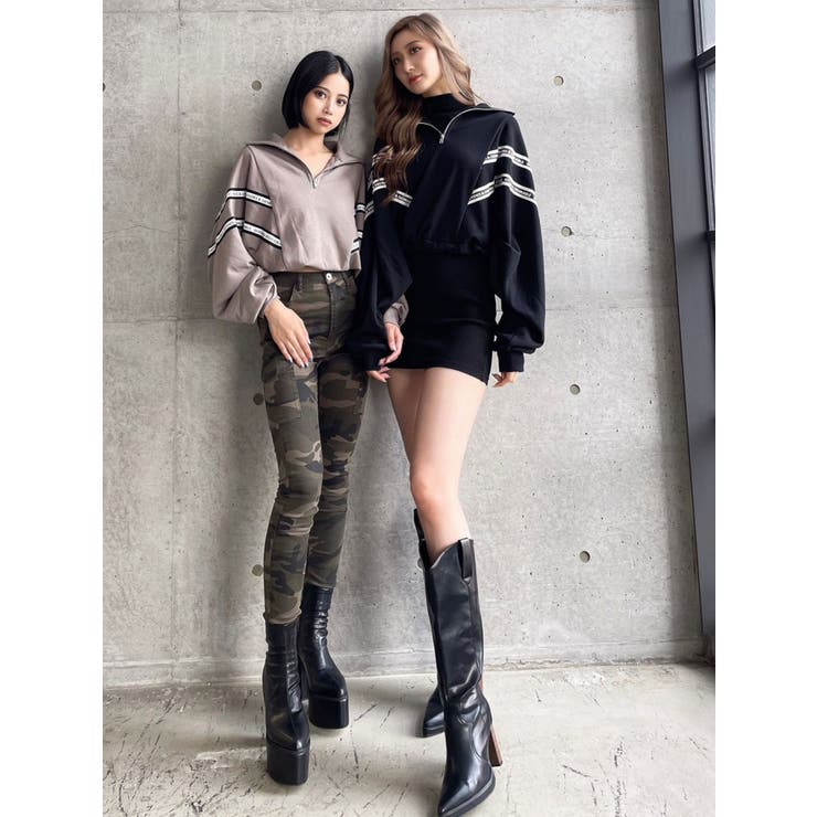 2LINE LOGOテープハーフZIP TOPS | GYDA | 詳細画像29 