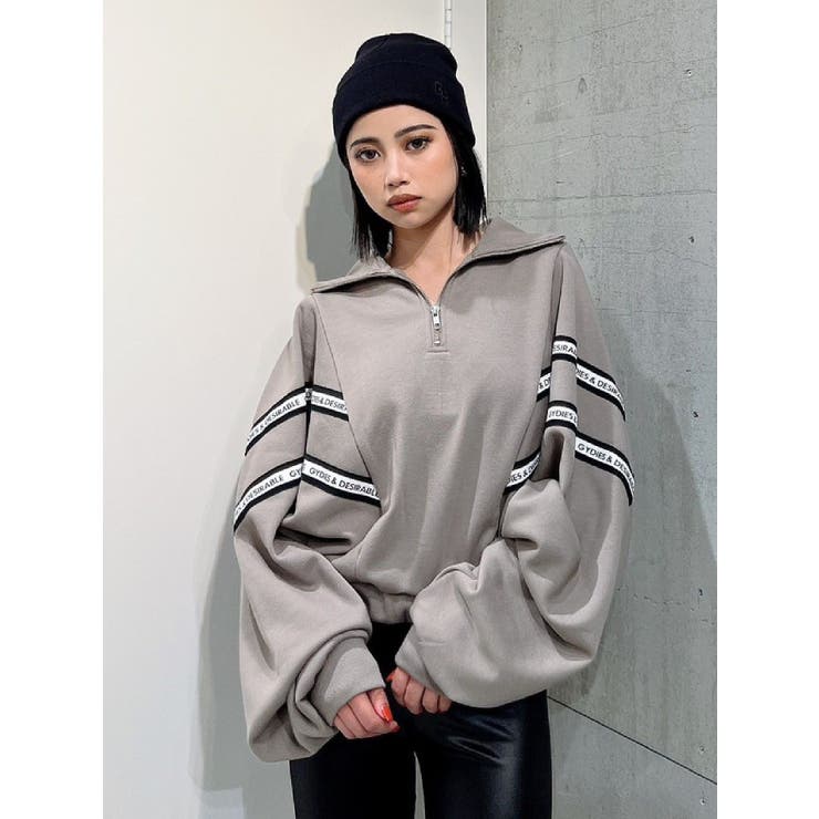 追跡便【 】ロゴテープショートフグジャケット 2色 2LINE LOGOテープハーフZIP TOPS[品番：MKSW0051819]｜GYDA