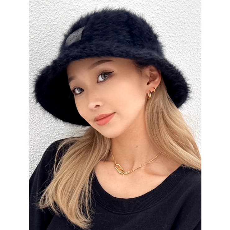 フェイクレザーパッチモヘアバケットHAT[品番：MKSW0053145]｜GYDA