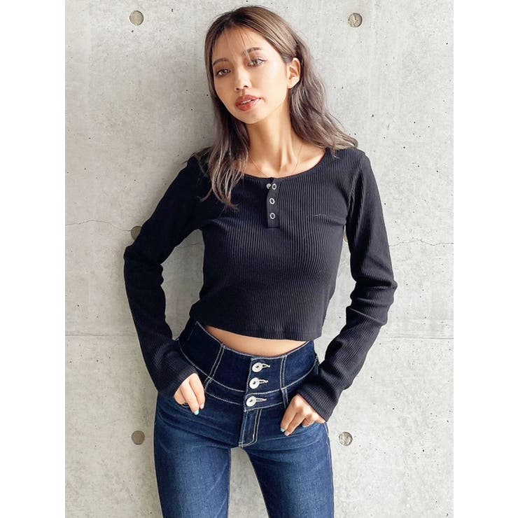 BACK EMBROIDERYヘンリーネック TOPS[品番：MKSW0053172]｜GYDA