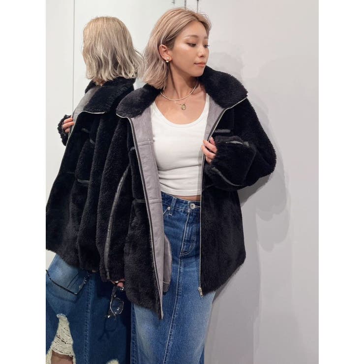 フェイクレザー LINE BOA ブルゾン[品番：MKSW0054900]｜GYDA