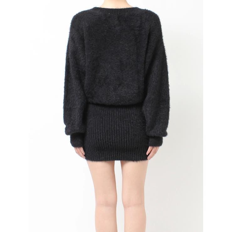 Vネック シャギーニットワンピース[品番：MKSW0054268]｜GYDA
