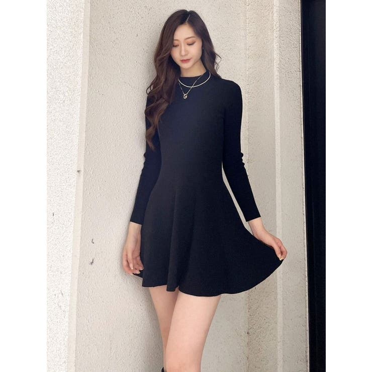 ボトルネックニットフレアワンピース[品番：MKSW0054615]｜GYDA