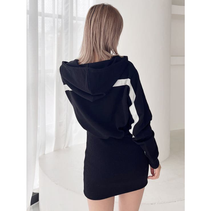 フロントレースアップドッキングスウェットワンピース[品番