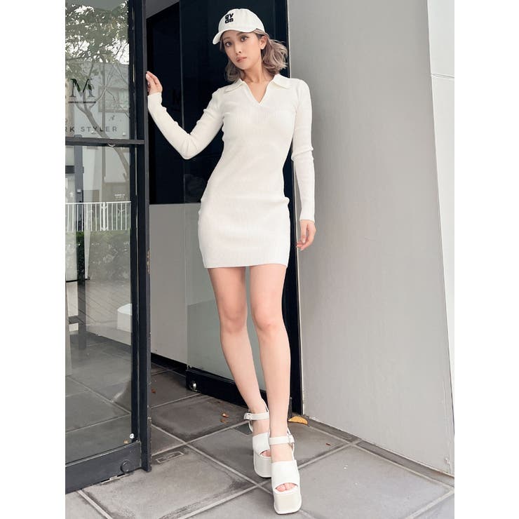 ❤︎GYDA POLOニットタイトワンピース❤︎ POLOニットタイトワンピース[品番：MKSW0056512]｜GYDA