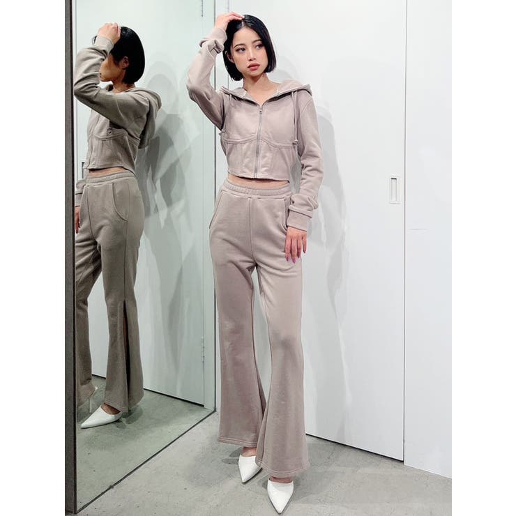 セットアップ着用可】HEM ZIP スウェット フレアパンツ[品番
