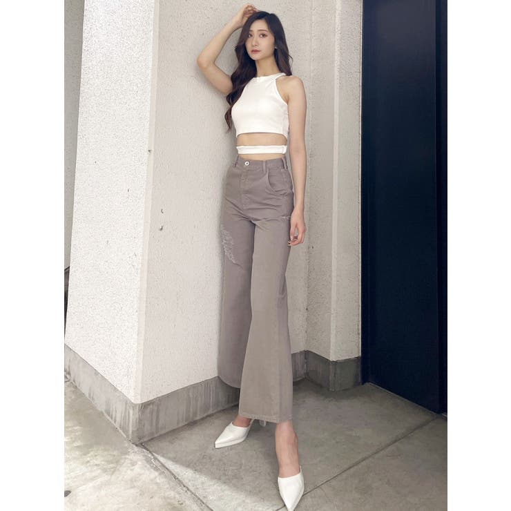 ハイウエスト ダメージカラー ワイドパンツ | GYDA | 詳細画像17 