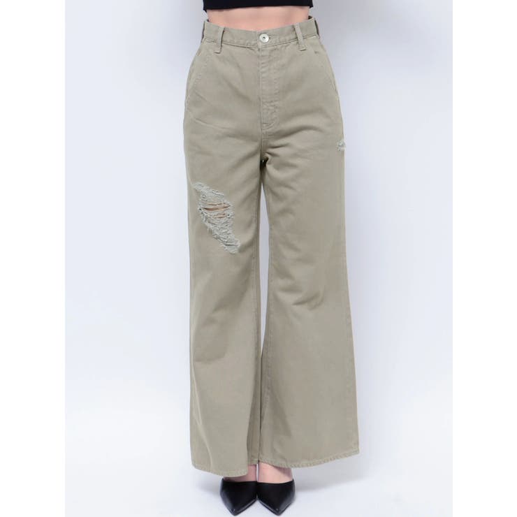 ハイウエスト ダメージカラー ワイドパンツ | GYDA | 詳細画像23 