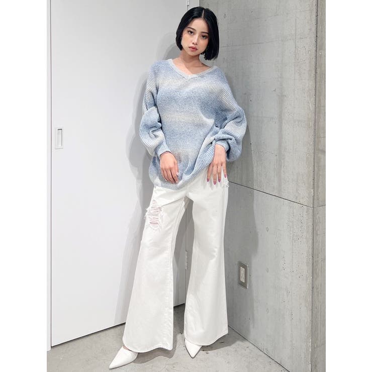 ハイウエスト ダメージカラー ワイドパンツ | GYDA | 詳細画像4 