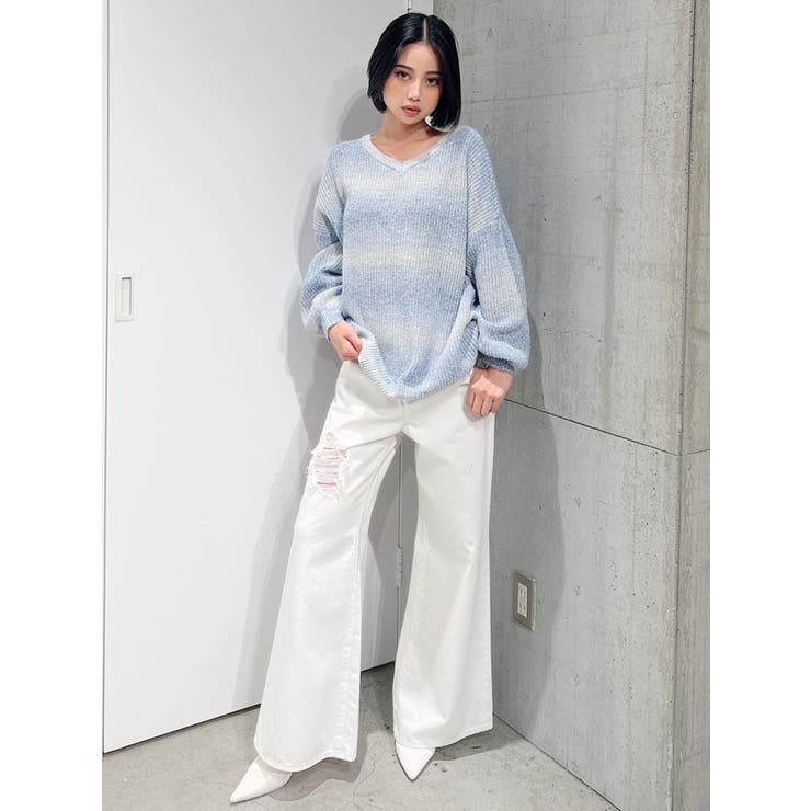 ハイウエスト ダメージカラー ワイドパンツ | GYDA | 詳細画像8 