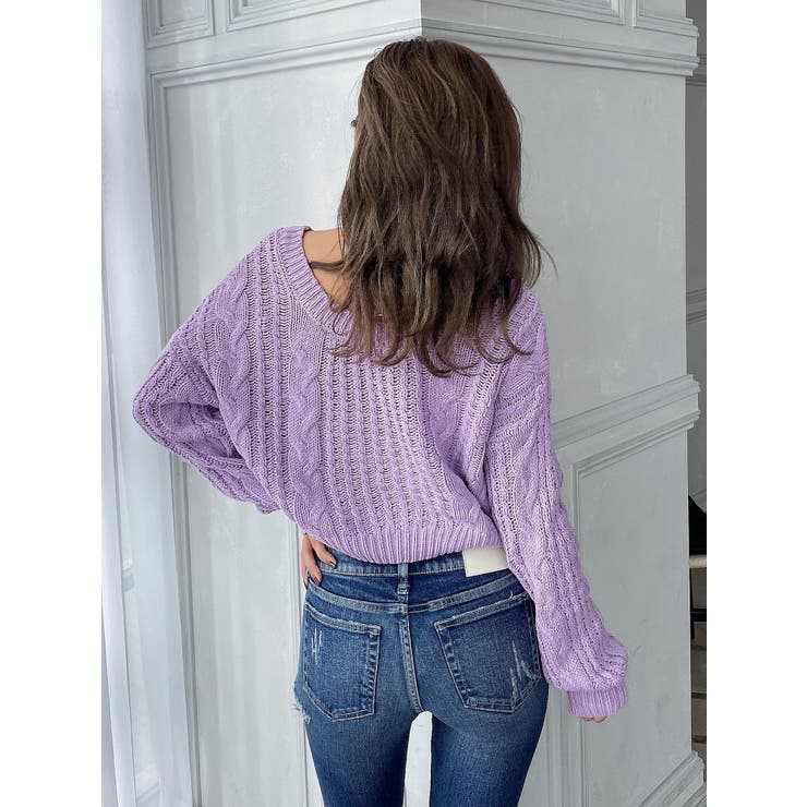 ニット+セーター Beaded Flared Sleeve Knit Top - purple JANESMITH（ジェーンスミス） ニット セーター ジェーンスミス / KNIT