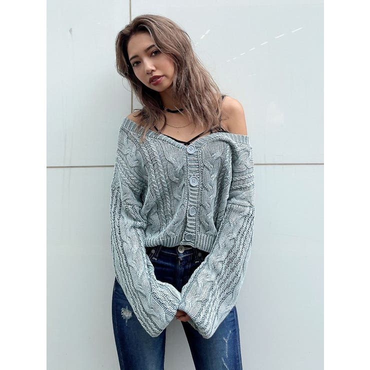 2WAYメッシュスリーブブリーチニットトップス[品番：MKSW0055028