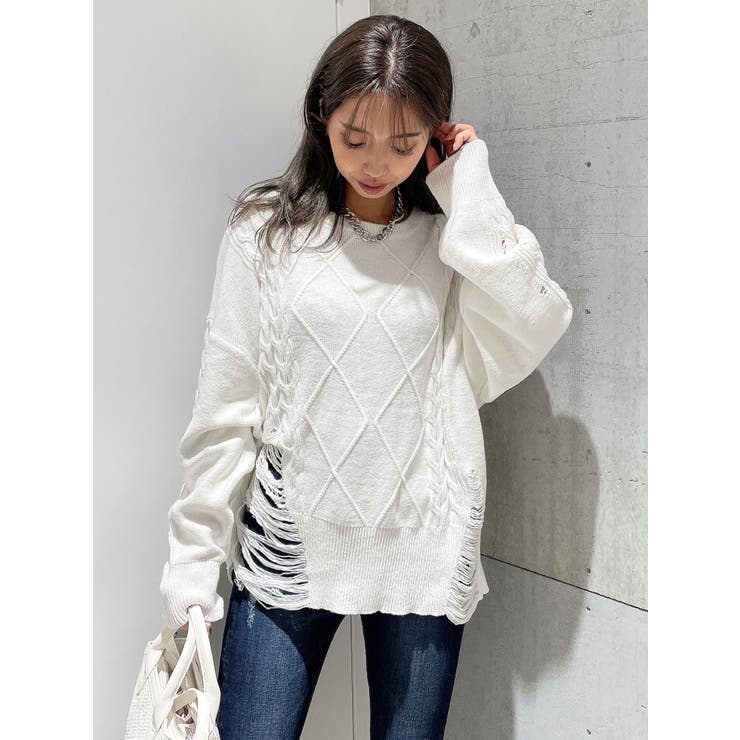 クラッシュ LOOSE ニットトップス[品番：MKSW0056083]｜GYDA