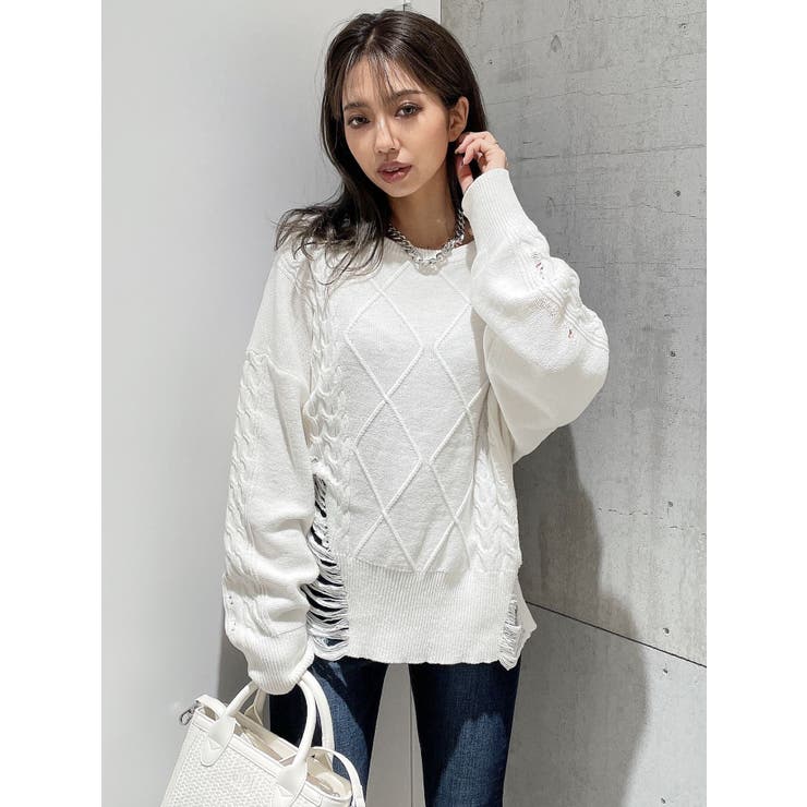 クラッシュ LOOSE ニットトップス[品番：MKSW0056083]｜GYDA