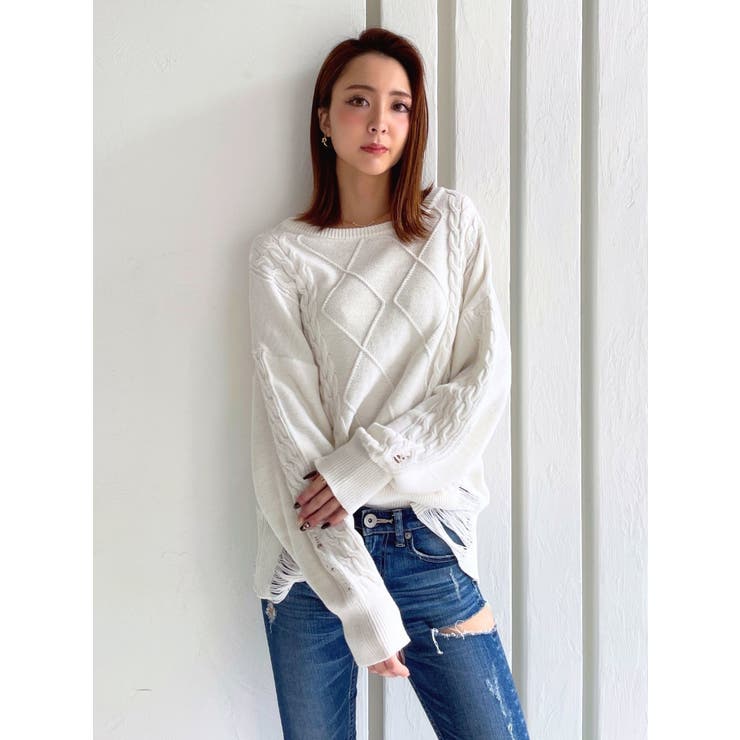 クラッシュ LOOSE ニットトップス | GYDA | 詳細画像9 