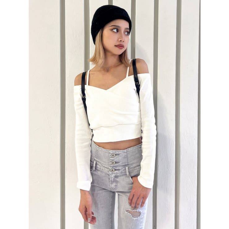 GYDA ジェイダ カシュクールデザインオフショルトップス カシュクールデザインオフショルトップス[品番：MKSW0059743