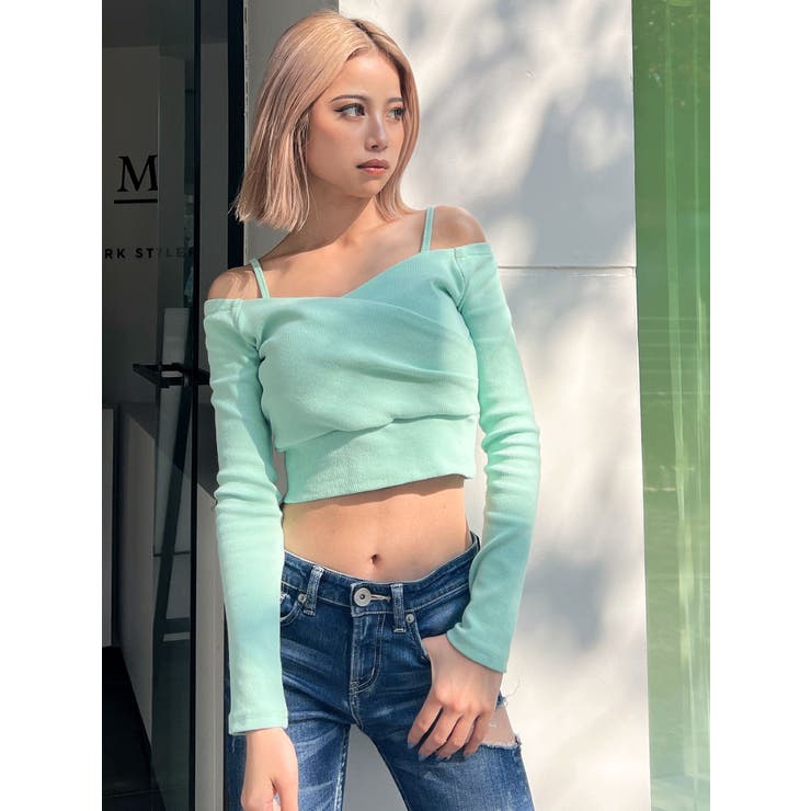 GYDA ジェイダ カシュクールデザインオフショルトップス カシュクールデザインオフショルトップス[品番：MKSW0059743
