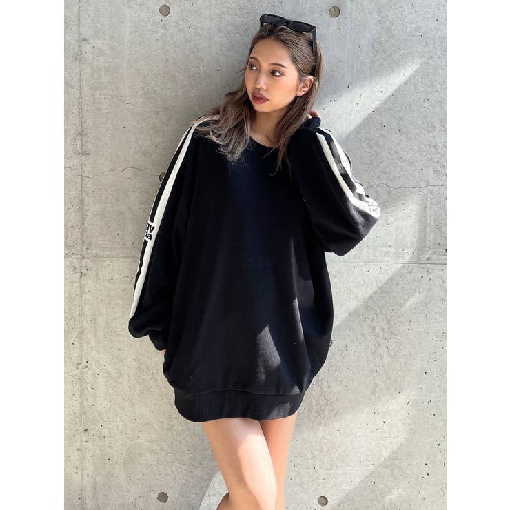 Square gyda LINE スリーブ スウェット トップス[品番 Square gyda LINE スリーブ スウェット トップス[品番