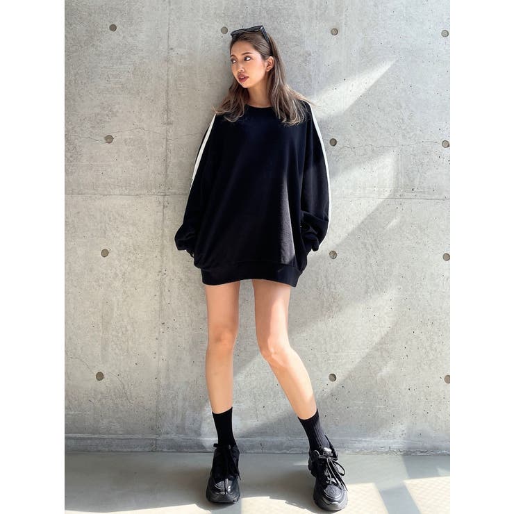 Square gyda LINE スリーブ スウェット トップス[品番