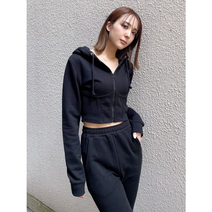 セットアップ着用可】コルセットデザイン ZIP UP パーカー[品番