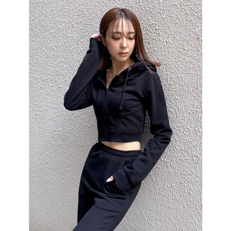 セットアップ着用可】コルセットデザイン ZIP UP パーカー[品番