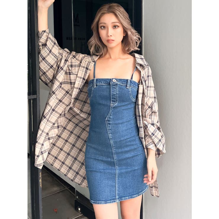 日本未入荷★Karen Millen ベアトップデニムタイトワンピース 大特価】ダークブルー デニムワンピース チューブトップ ベア