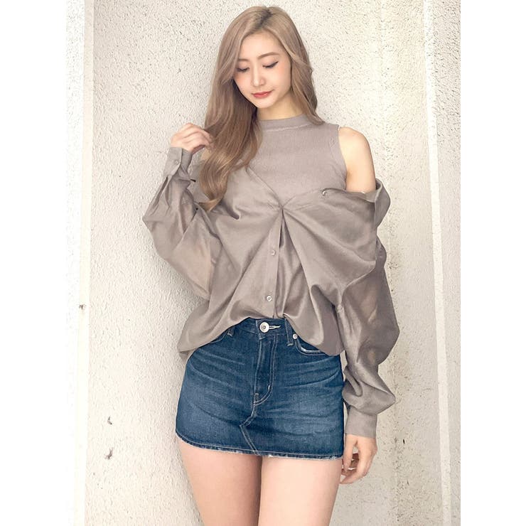 ベージュ | 3WAYショルダーOPENシアードッキングシャツ | GYDA