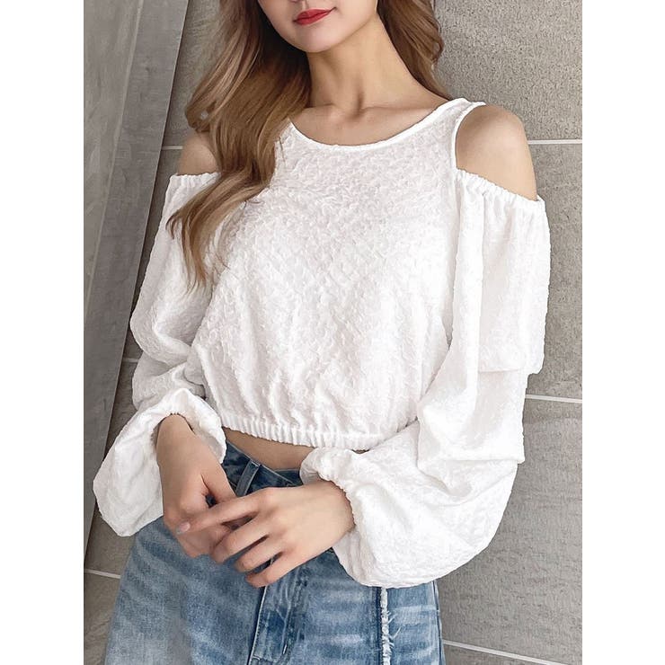 ショルダーOPENジャカードブラウス | GYDA | 詳細画像1 