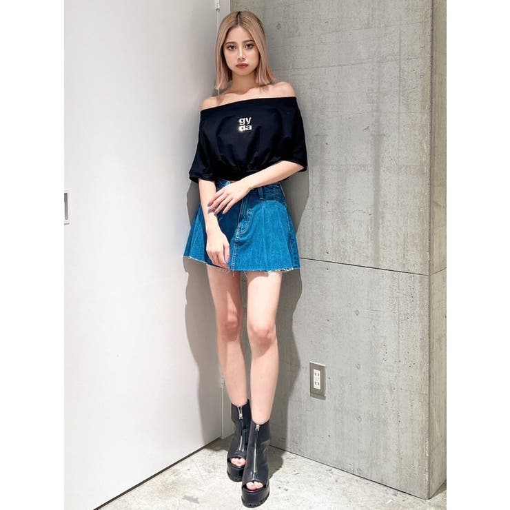 タックプリーツ デニムスカートライクショートパンツ | GYDA | 詳細画像26 