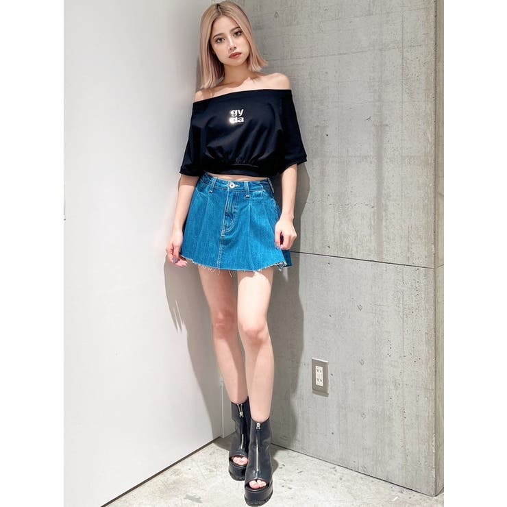 タックプリーツ デニムスカートライクショートパンツ | GYDA | 詳細画像27 