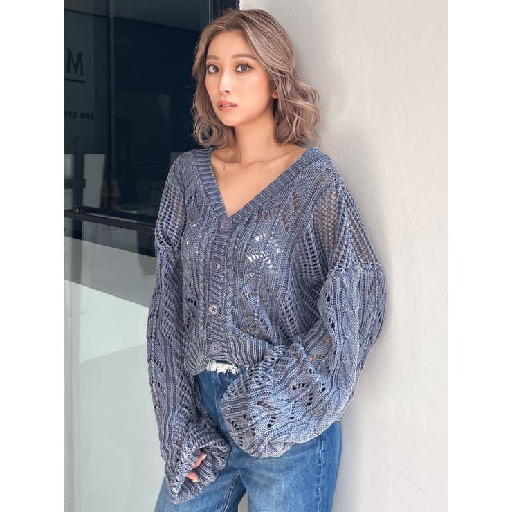 2WAYメッシュスリーブブリーチニットトップス[品番：MKSW0054848