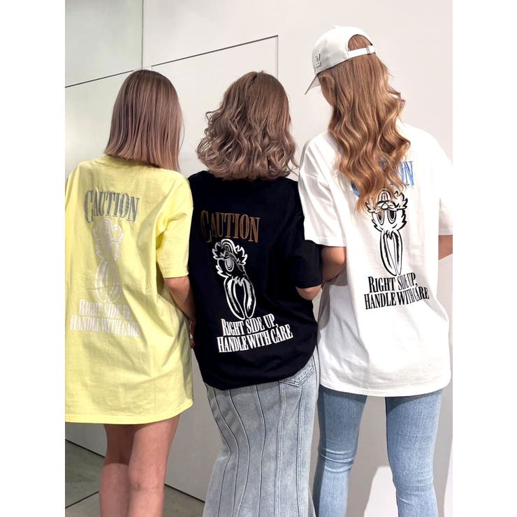 SHOPLIST限定】CAUTION BUNNY BIG Tシャツ[品番：MKSW0057469]｜GYDA 