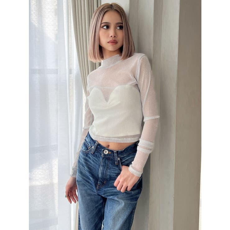 モックネックシアートップス[品番：MKSW0056775]｜GYDA（ジェイダ）の