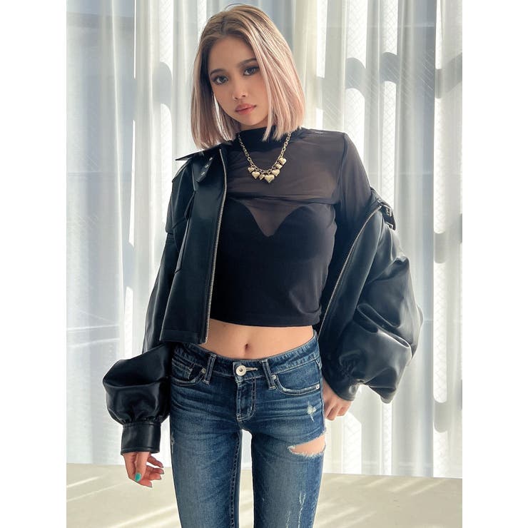 モックネックシアートップス[品番：MKSW0056775]｜GYDA（ジェイダ）の