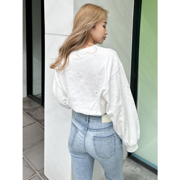 TINY】ラインストーントップス[品番：MKSW0056790]｜GYDA（ジェイダ