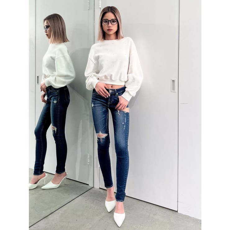 TINY】ラインストーントップス[品番：MKSW0056790]｜GYDA（ジェイダ