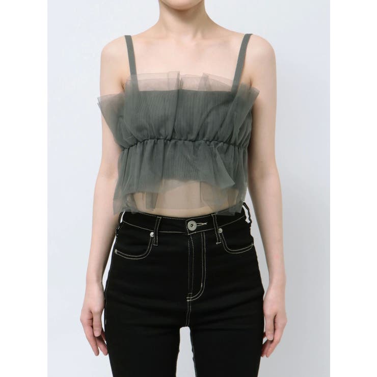 TulleドッキングKnitビスチェキャミ チュールドッキングニットビスチェ[品番：MKSW0058209]｜GYDA