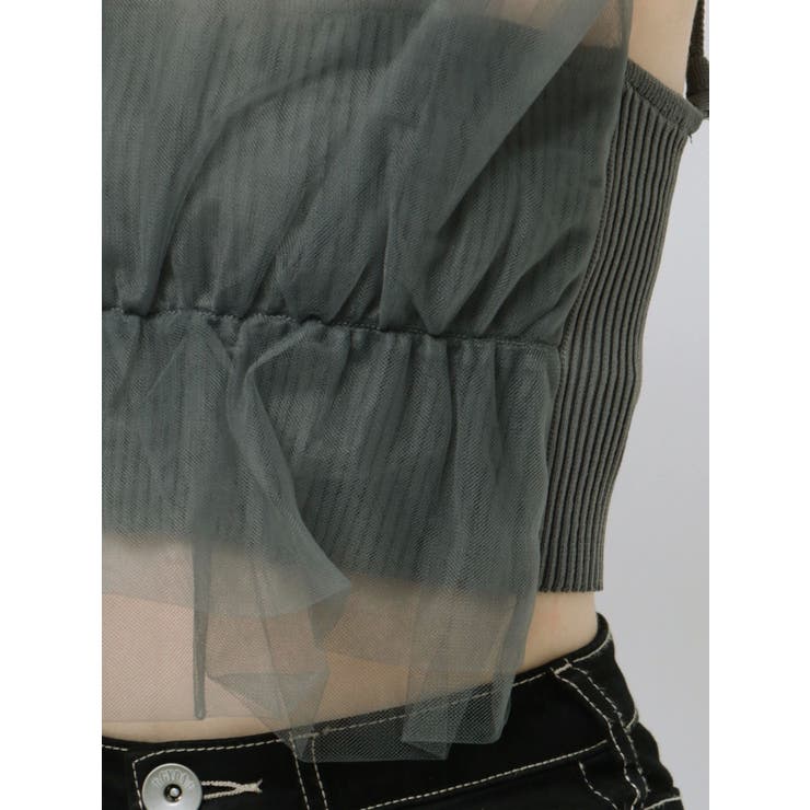 TulleドッキングKnitビスチェキャミ チュールドッキングニットビスチェ[品番：MKSW0058209]｜GYDA