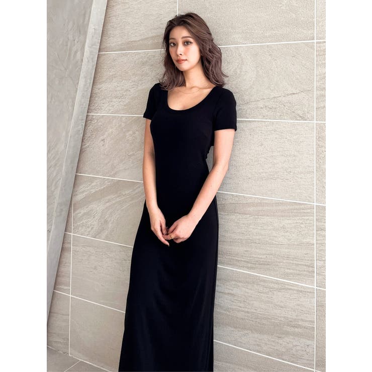 BACK OPENカップ付きフレアロングワンピース[品番：MKSW0056755]｜GYDA