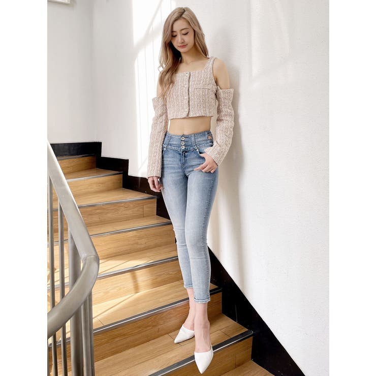 フロントボタン2WAY FANCYTWEEDブラウス | GYDA | 詳細画像19 