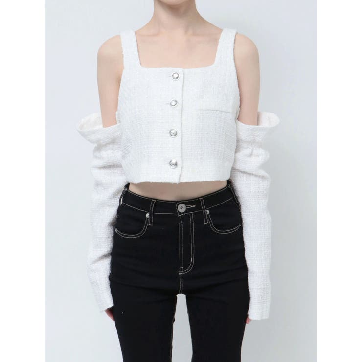 フロントボタン2WAY FANCYTWEEDブラウス | GYDA | 詳細画像21 