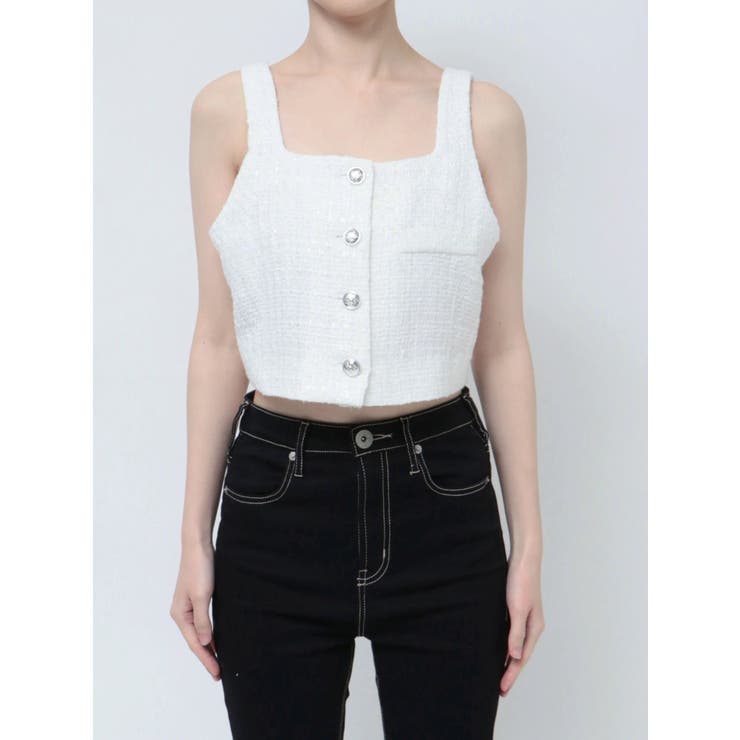 フロントボタン2WAY FANCYTWEEDブラウス | GYDA | 詳細画像28 